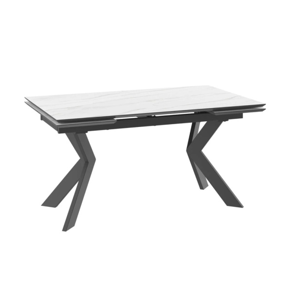 Стол VECTRA-150, раздвижной 150(40+40)x90, МРАМОР СВЕТЛЫЙ - COMPAKT CER/ЧЕРНЫЙ																						